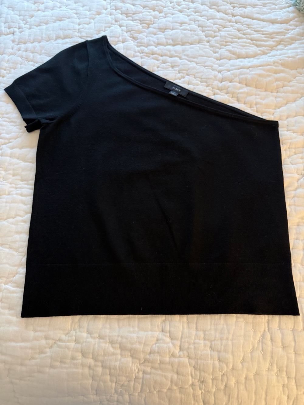 J. Crew Black One-Shoulder Crop Top - Large